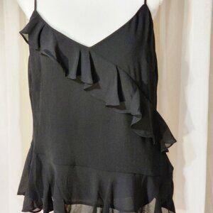 NWT- Black Ruffle Detail Tank Top/Cami